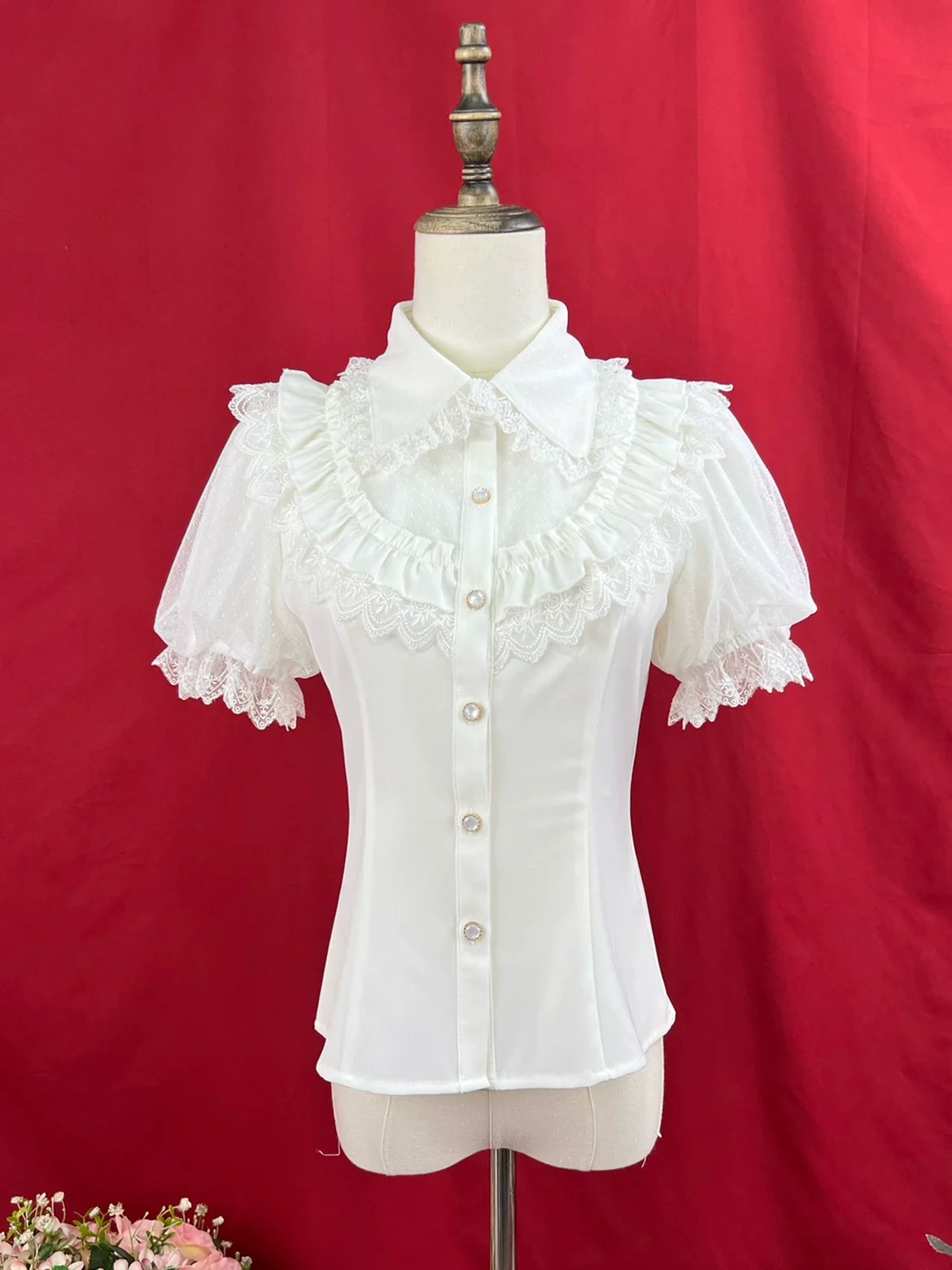 DMFS Lolita - Sweet Lolita Shirt Peter Pan Collar - Blouse Detachable Sleeves Innerwear