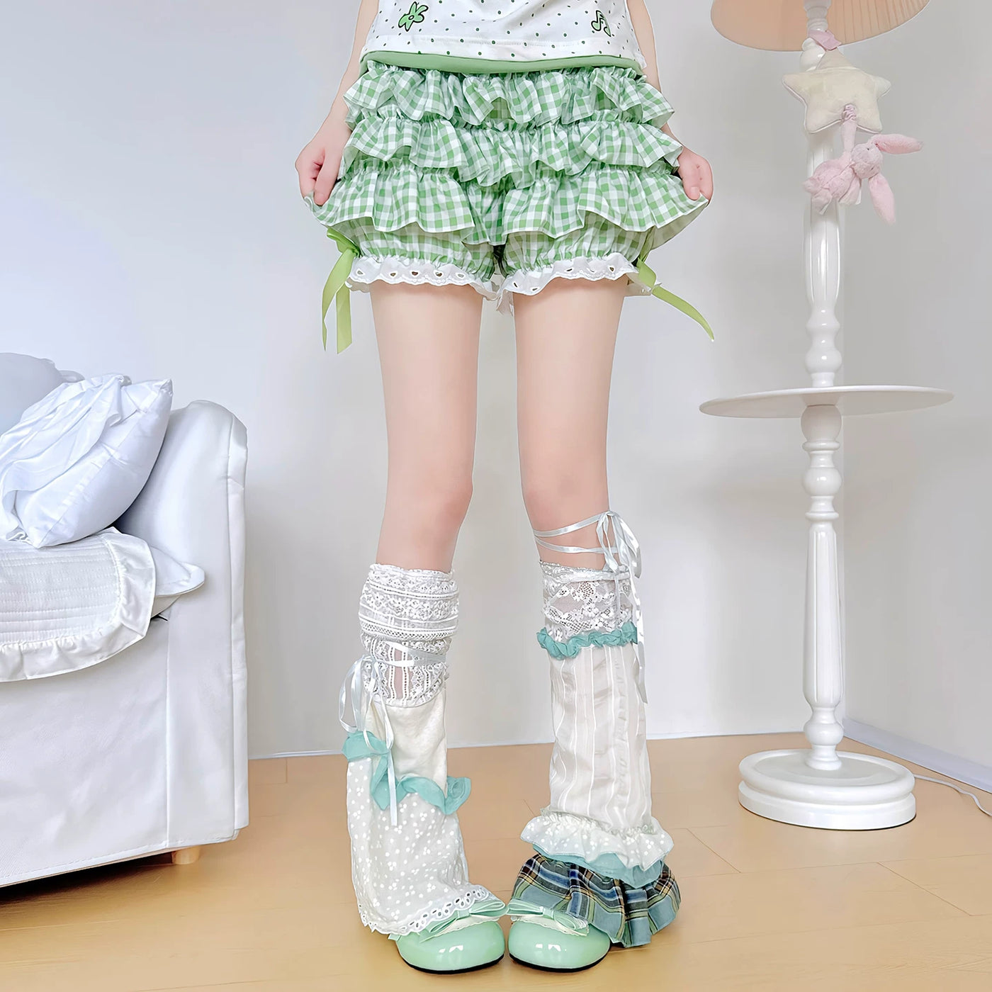 Handmade ribbon and lace Lolita leg warmers and socks - view 33