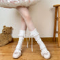 White turn-up calf socks / One Size