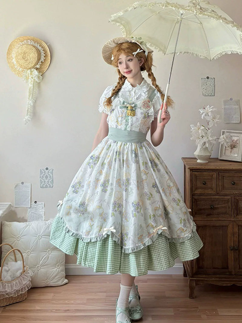 Yueele - Botanical Tea Garden - Plus-Size Lolita Outfit Set - detail view 4