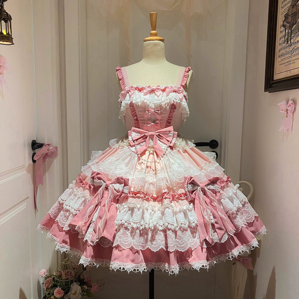 Qianmu Original - Maiden's Whispers - Tiered Sweet Lolita JSK