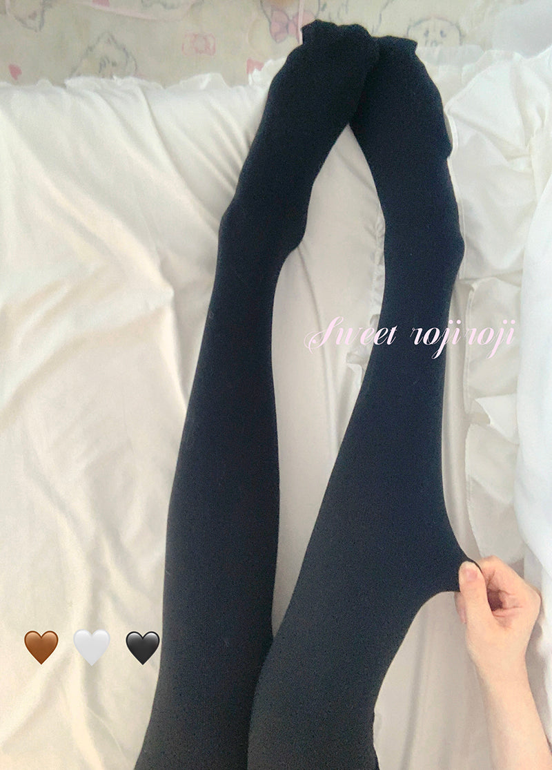 Winter Cotton Lolita Pantyhose, Thickened Pantyhose Leggings Fleece (recommended to wear above 10 degrees) Black