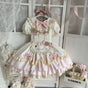 Pink (full set)apron + headband + train + bow tie + sleeves / S