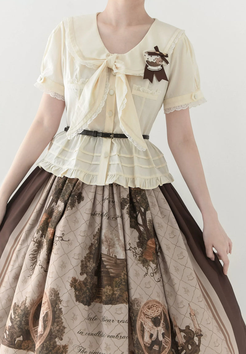 MIST - Cotton Kawaii - Lolita blouse with a lace-trimmed sailor collar