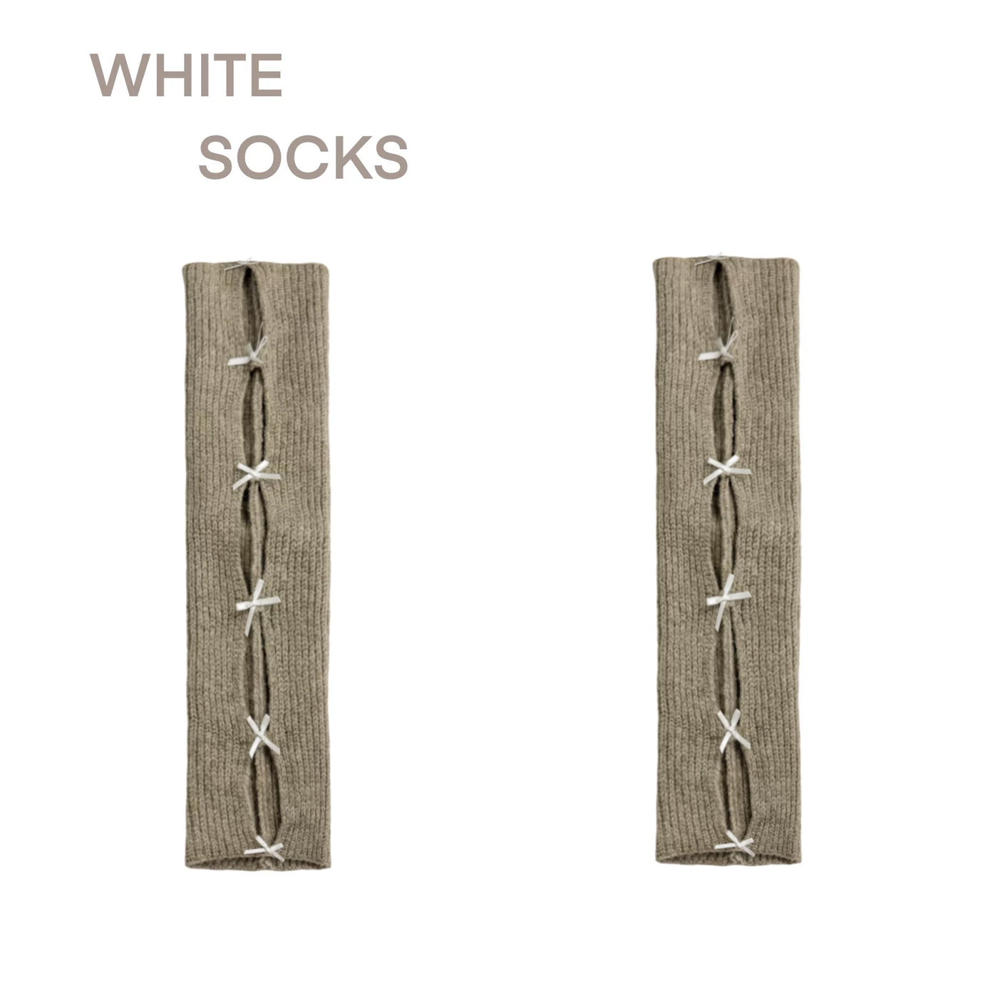 White Socks - School Ballet - Mid-Calf Slouch Socks with Ribbon Bows