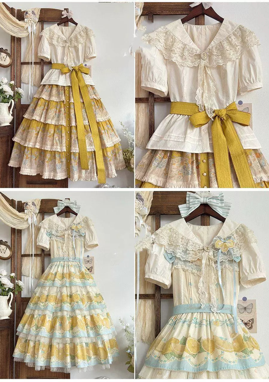 Sweetheart Dream Machine - Palila - Short-Sleeve Blouse with a Broad Lace Collar