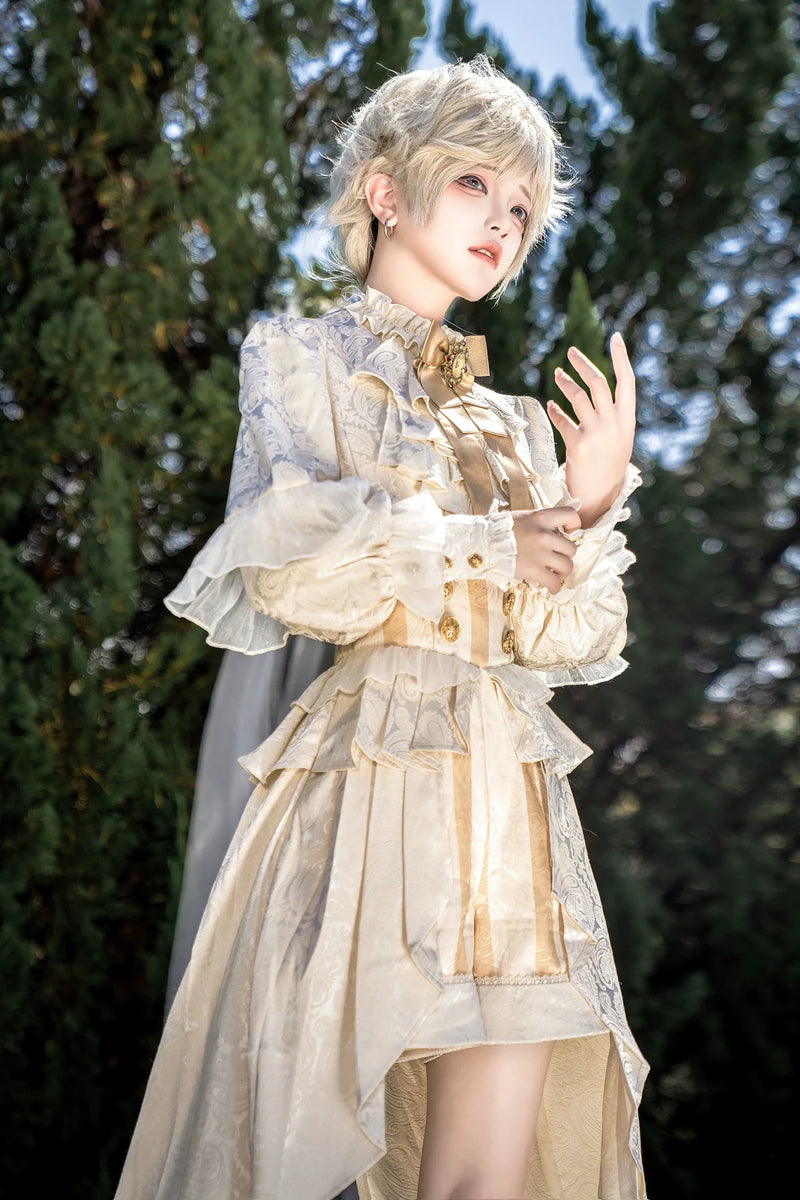Designer's Gift - Ouji Lolita Suspender Shorts & - Jacquard Shirt Innerwear
