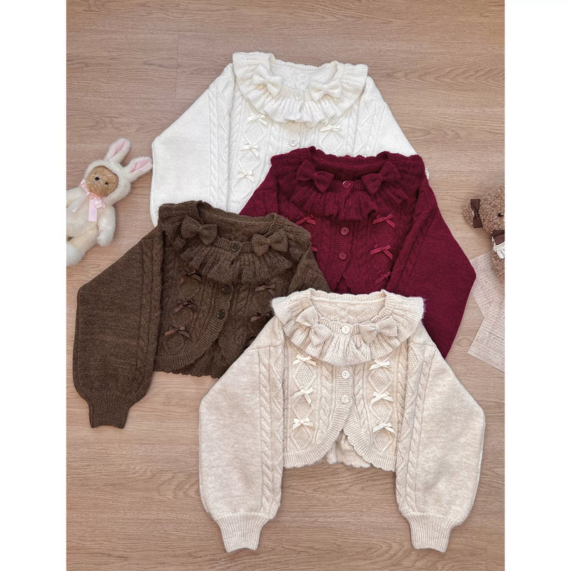 Tan Tuan Napoleon Pastry Bow Balloon-Sleeve Cardigan — additional product view