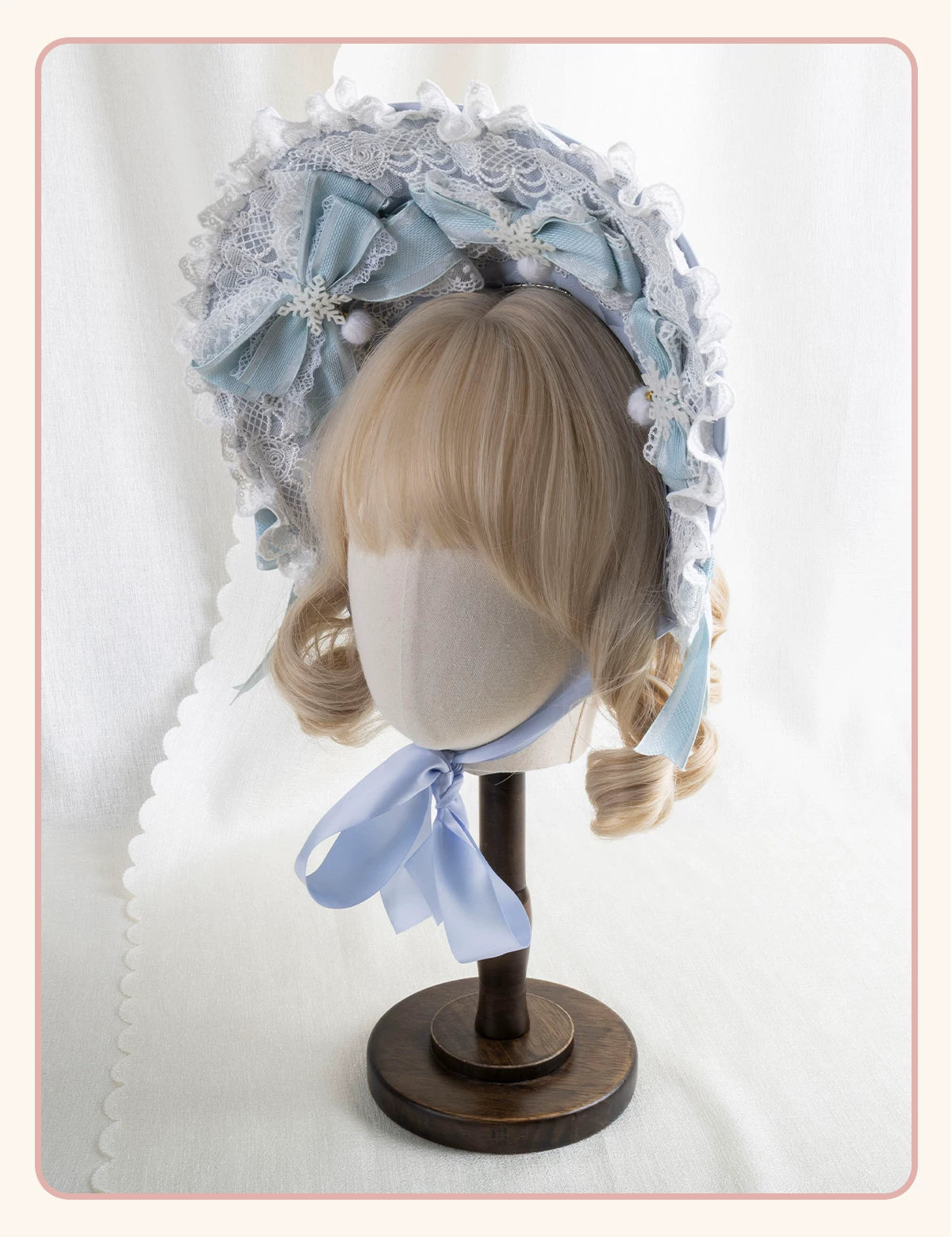 Stardust Rose - Christmas Lace - Lace Headwear with Layered Blue Bows