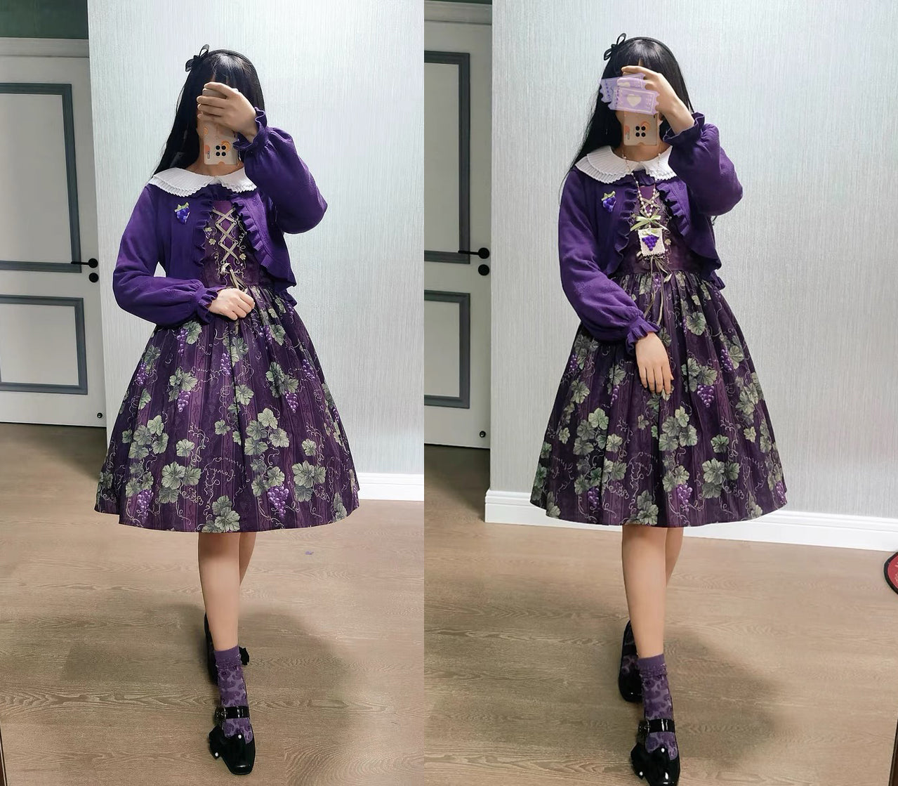 Sweet Lolita Coat Long-sleeved Cotton Cardigan small dark purple