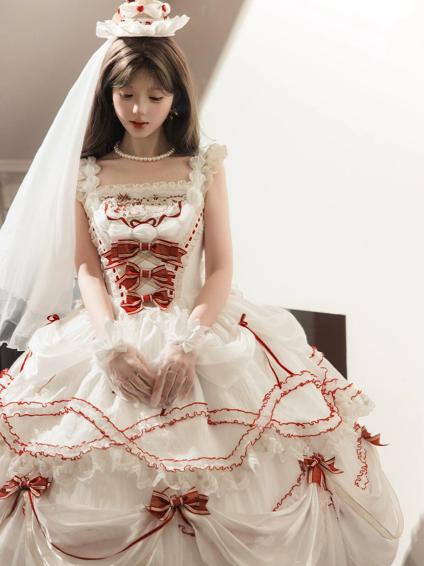 Dream Island Little Cake JSK pink with matching petticoat, full volume skirt view
