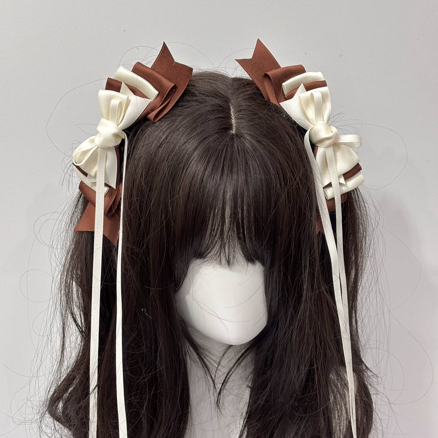 Cat Tart - Winter Sonata - Layered Bow Side Hair Clip with Trailing Ribbons