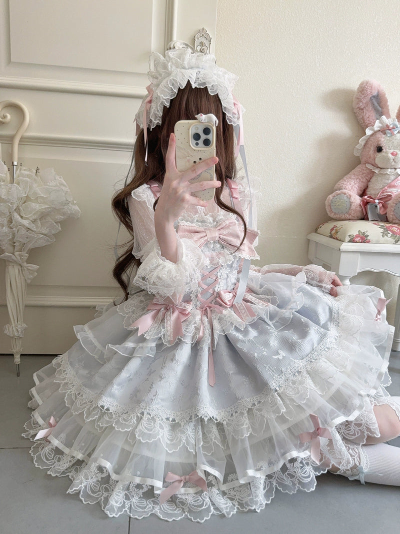 Sugar Girl- Fleeting Isle - Sweet Lolita Ballet Style Jumper Dress (L M S) 43597:781032