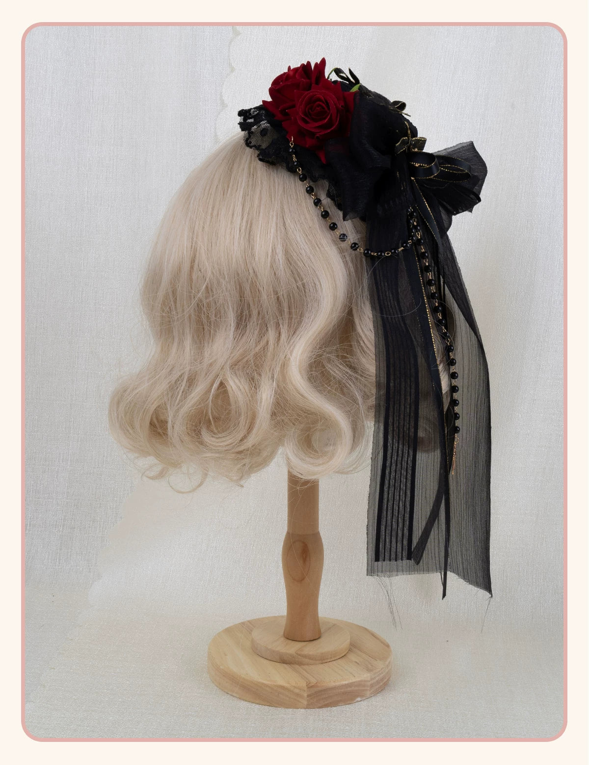 Stardust Rose - Dark Gothic - Black-and-Gold Mini Hat Hair Accessory with Layered Bows