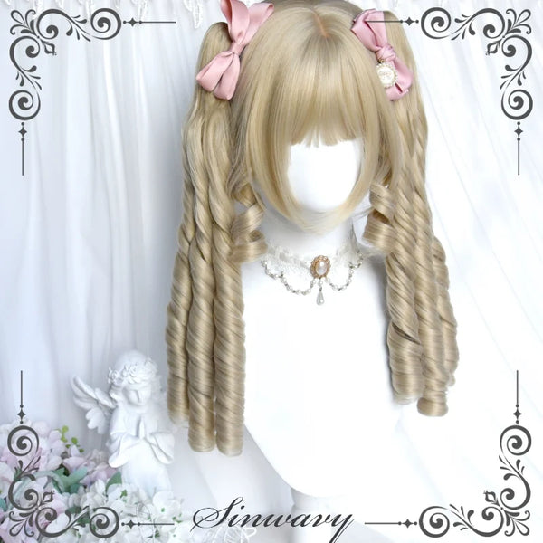 Sinwavy - Retro Lolita Wigs Beige Gold Roman - Roll Wig Wig