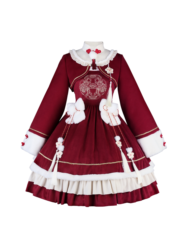 Fan Hua Xin Harvest Wishes Red Qi Lolita JSK & Jacket — additional product view