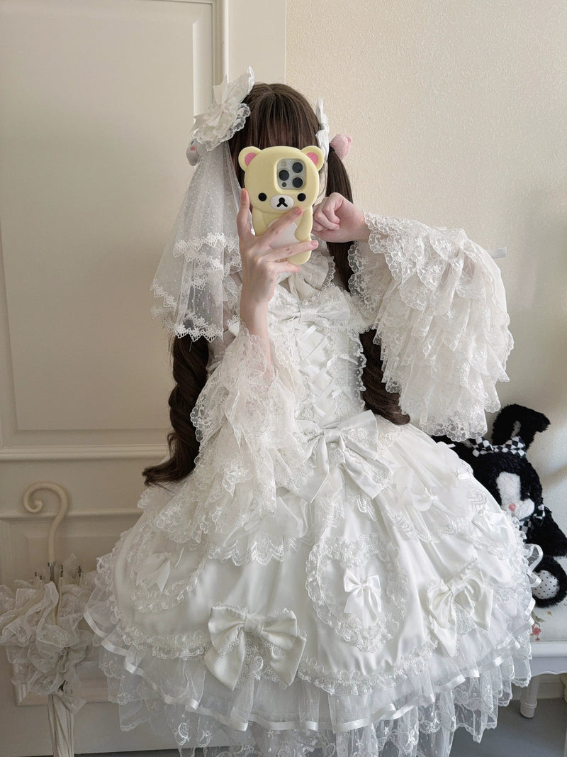 Sugar Girl - Velvet Sweetheart - Doll-like Sweet Lolita Jumper Dress, Bow Accents