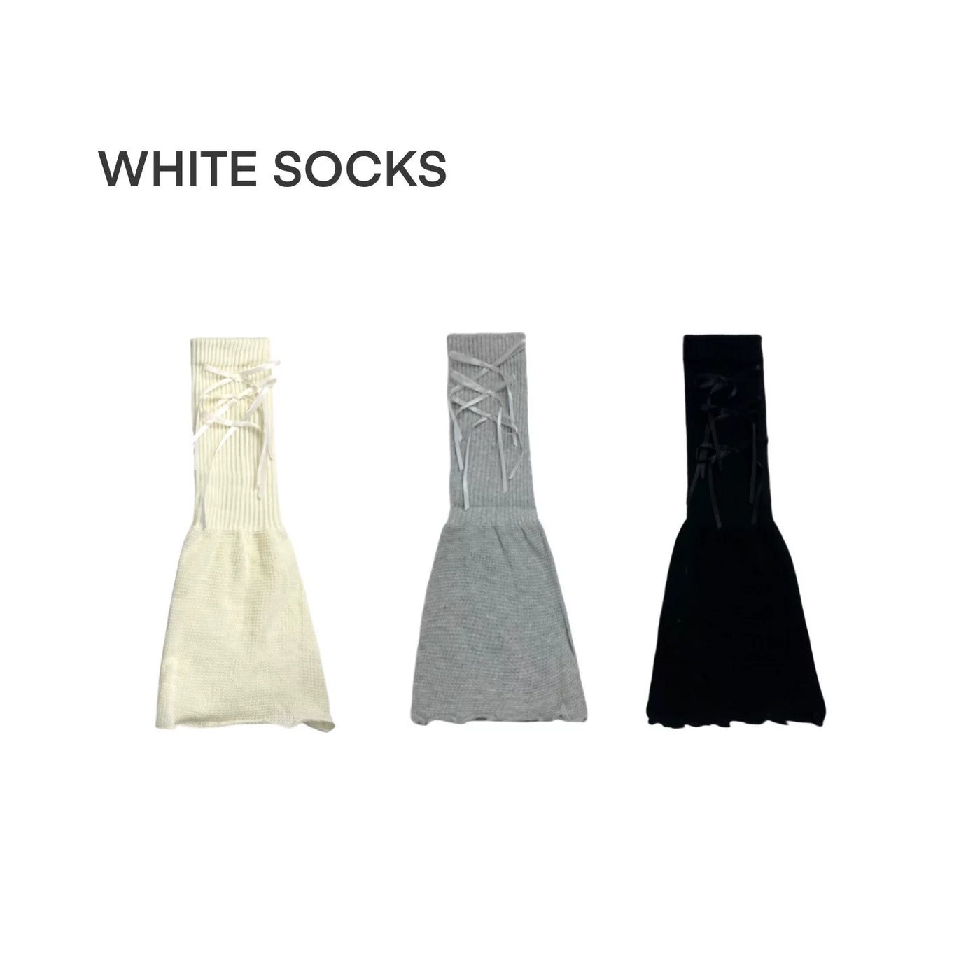White Socks - Bow-Tie Ballet - Knit leg warmers with ribbon lacing