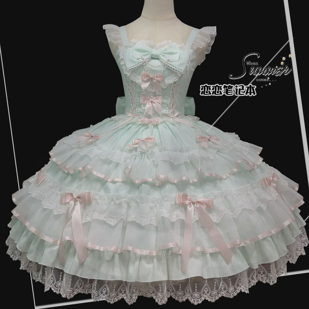 ZhiJinYuan - Love Notebook - Old School Lolita JSK Vintage Doll Tiered Dress - Lolita Fetch