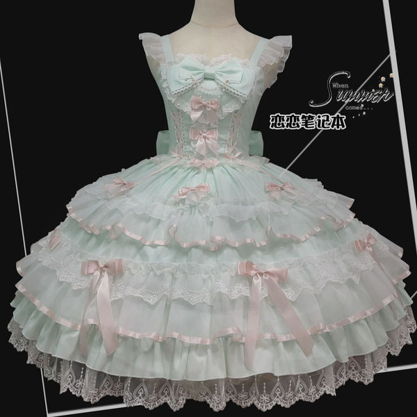 ZhiJinYuan - Love Notebook - Old School Lolita JSK Vintage Doll Tiered Dress - Lolita Fetch