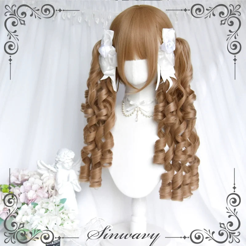Sinwavy - Vintage Lolita Wig Double Ponytail - Roman Roll Hair Wig