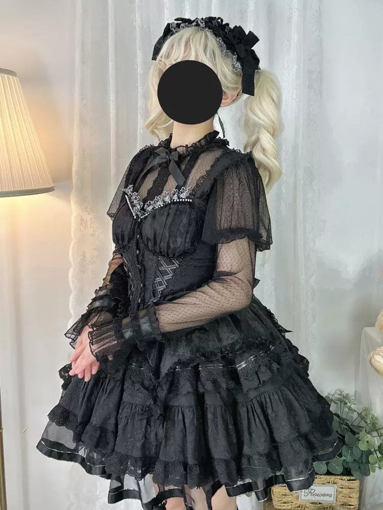 Sweetheart Dream Machine - Concerto - Lolita Top with Puff Sleeves and Lace-Mesh Sleeves