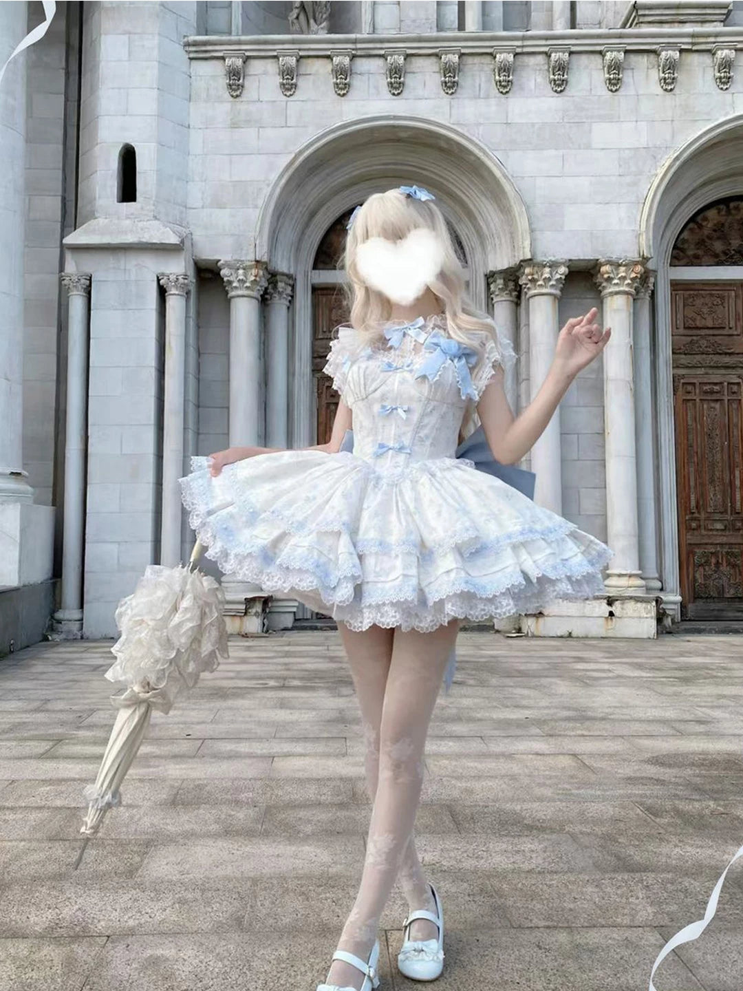 Creamy - Blue Rose Ballet - Blue Rose JSK Set with Layered Lace Skirt