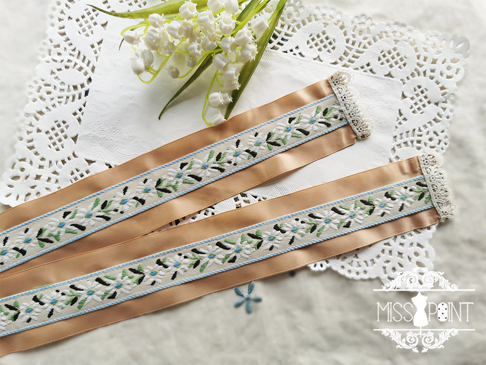 The Sally Gardens - Multicolors Ribbon Lolita Sash woven pattern sash B