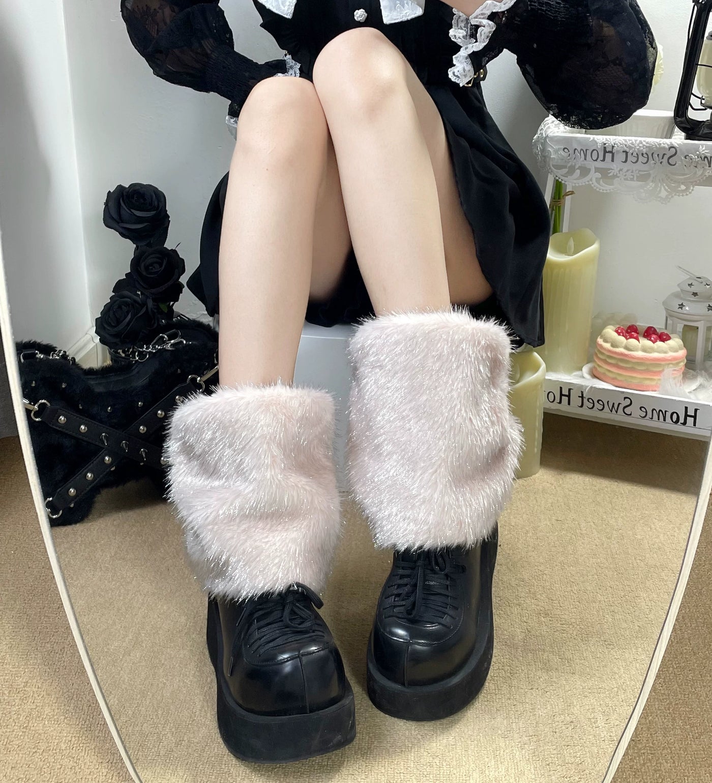 Fantasy Doll - Plush Layer - Plush Socks with a Stacked Mid-Calf Shaft