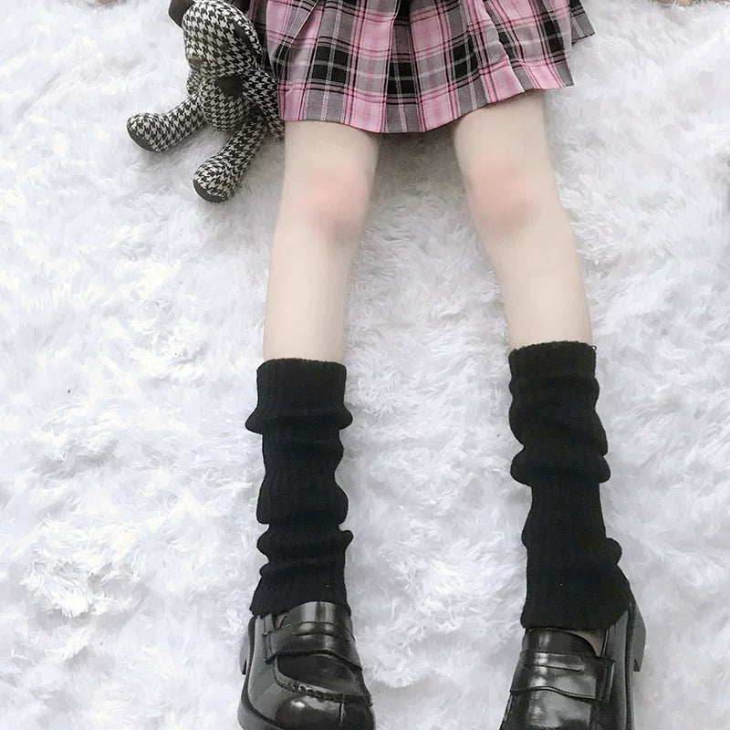 Floral Milk Cat - Ribbed Scrunch - Knit Leg Warmers in 40 cm and 50 cm Lengths