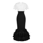 Black-white short sleeve dress, in stock / S