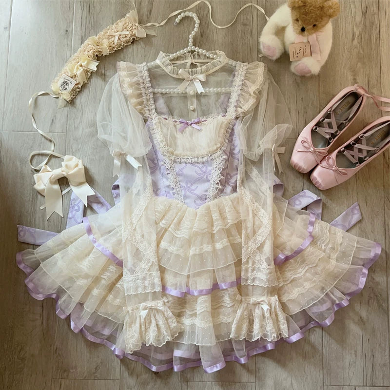 Lady Han Butterfly Love Ballet JSK dress by Lolita Fetch featuring a delicate butterfly print and elegant ballet style.