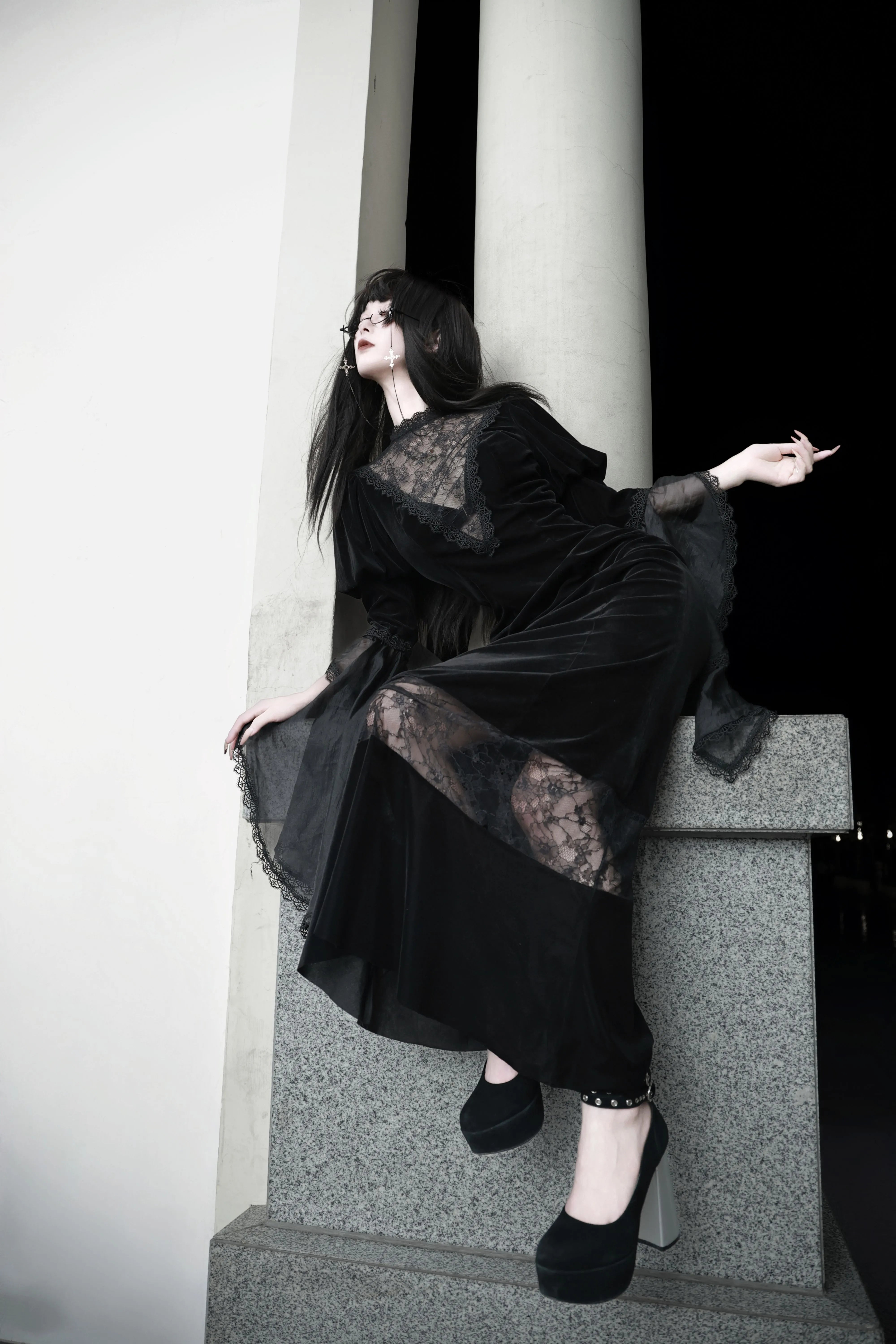 Shipping within three days Spot page Morticia Gothic Diablo Original Lolita fishtail skirt