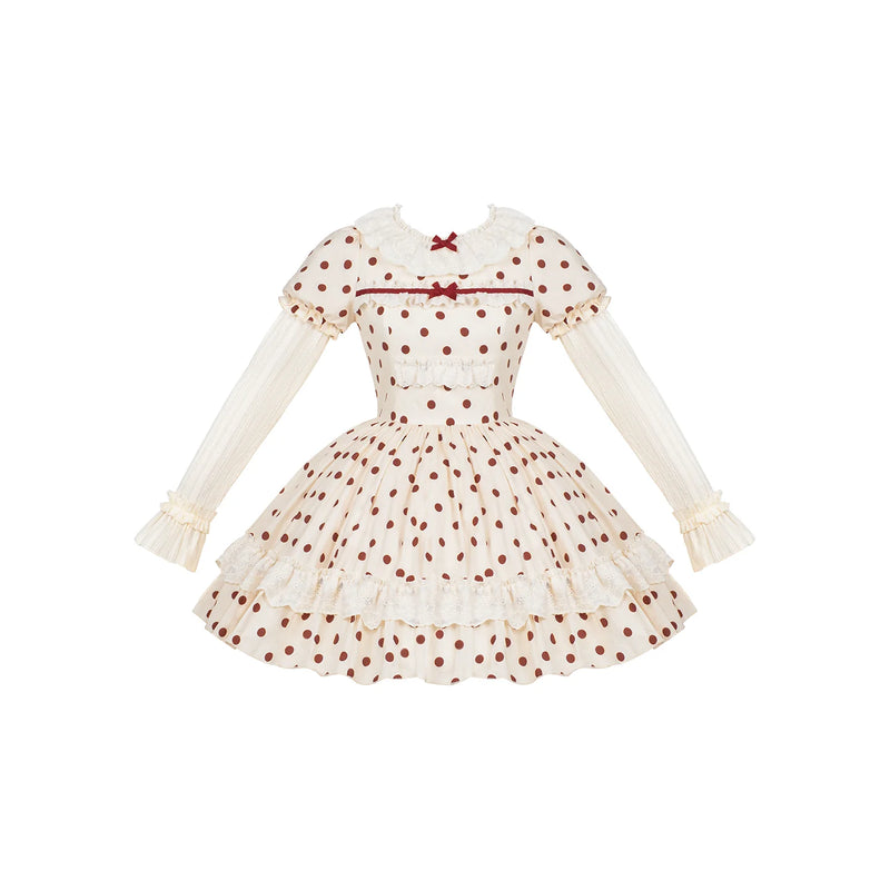 With PUJI - Polka Dot Lollipop - Cotton Old School OP Dress with Vintage Red Polka Dots detail view 9