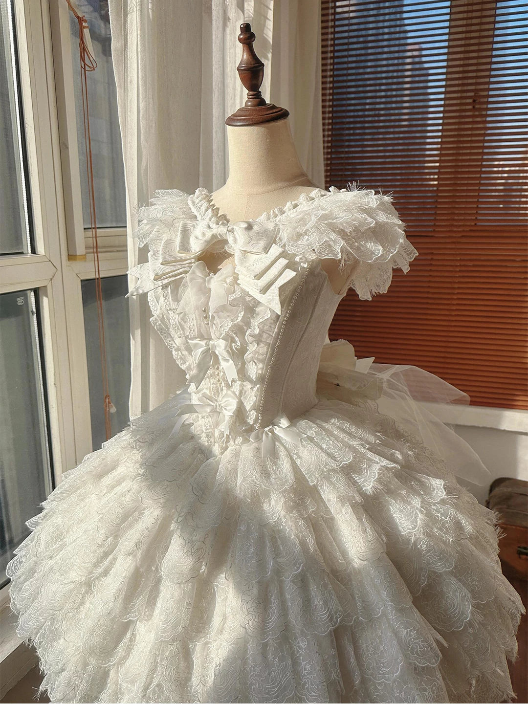 Creamy - Snow Lace - White JSK Dress with Layered Lace