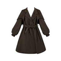 With PUJI - Baker Street Archives - Preppy Lolita OP Dress - Loose cloak coat + removable belt - In Stock / S