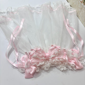 Cat Tart - Lace Veil & Bow - Lace Headband with Optional Veil and Pearl Accents