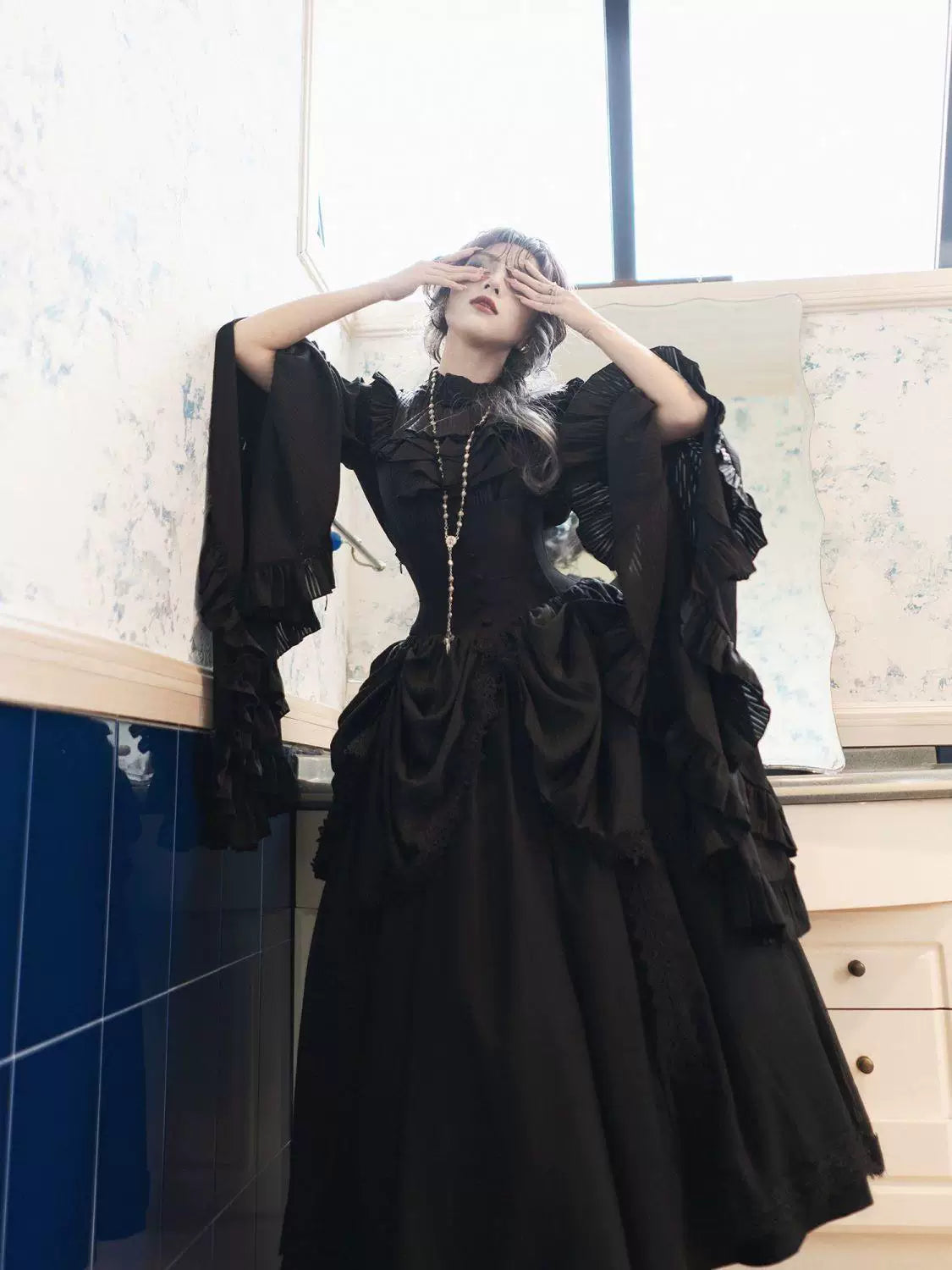 Sweetheart Dream Machine - Sleepwalking Manor - Blouse with Ruffled Flared Sleeves