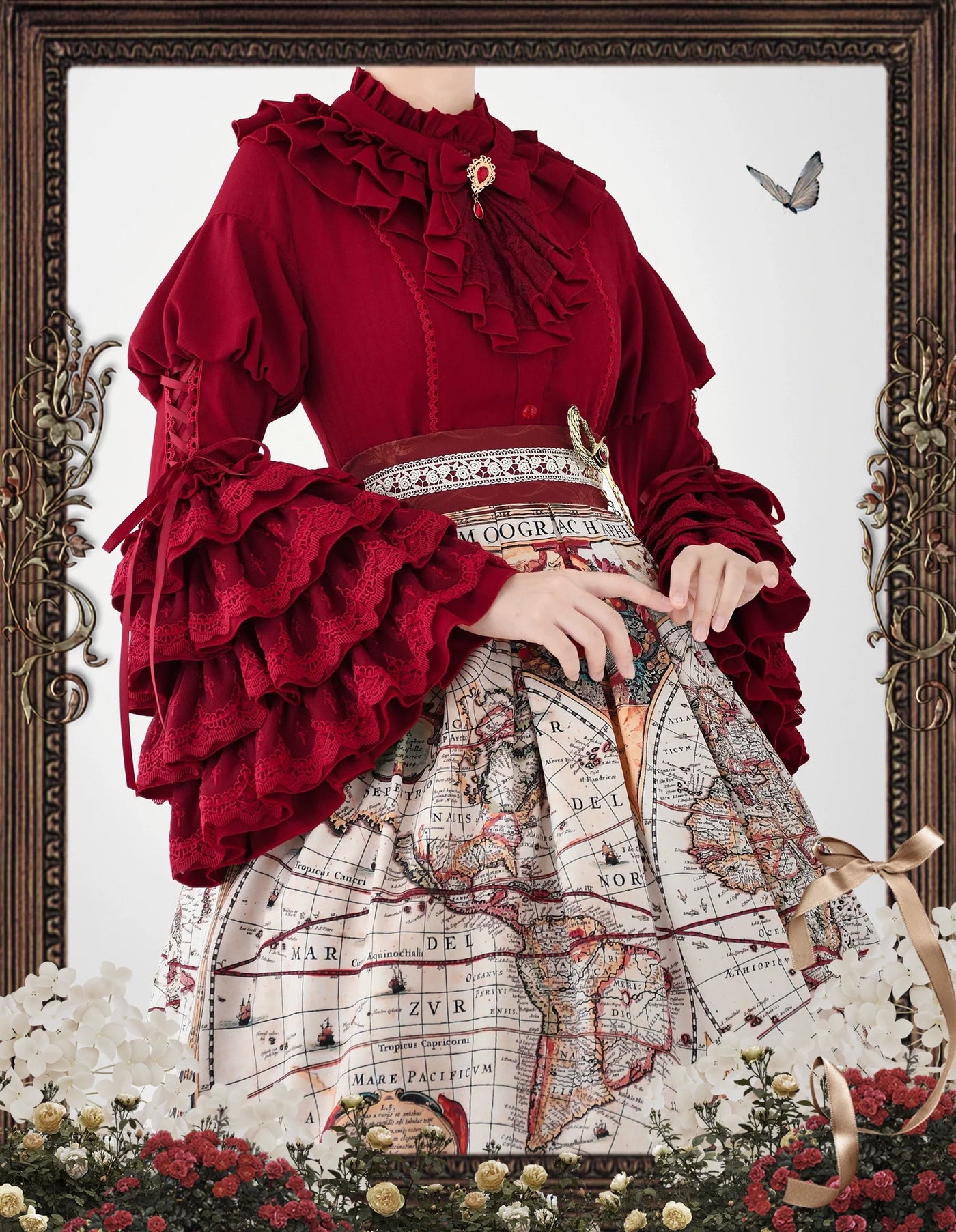 DMFS Lolita - Good and Evil Angel - Gothic Lolita SK Set, Retro Princess Sleeve Blouse