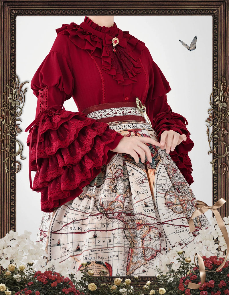 DMFS Lolita - Good and Evil Angel - Gothic Lolita SK Set, Retro Princess Sleeve Blouse