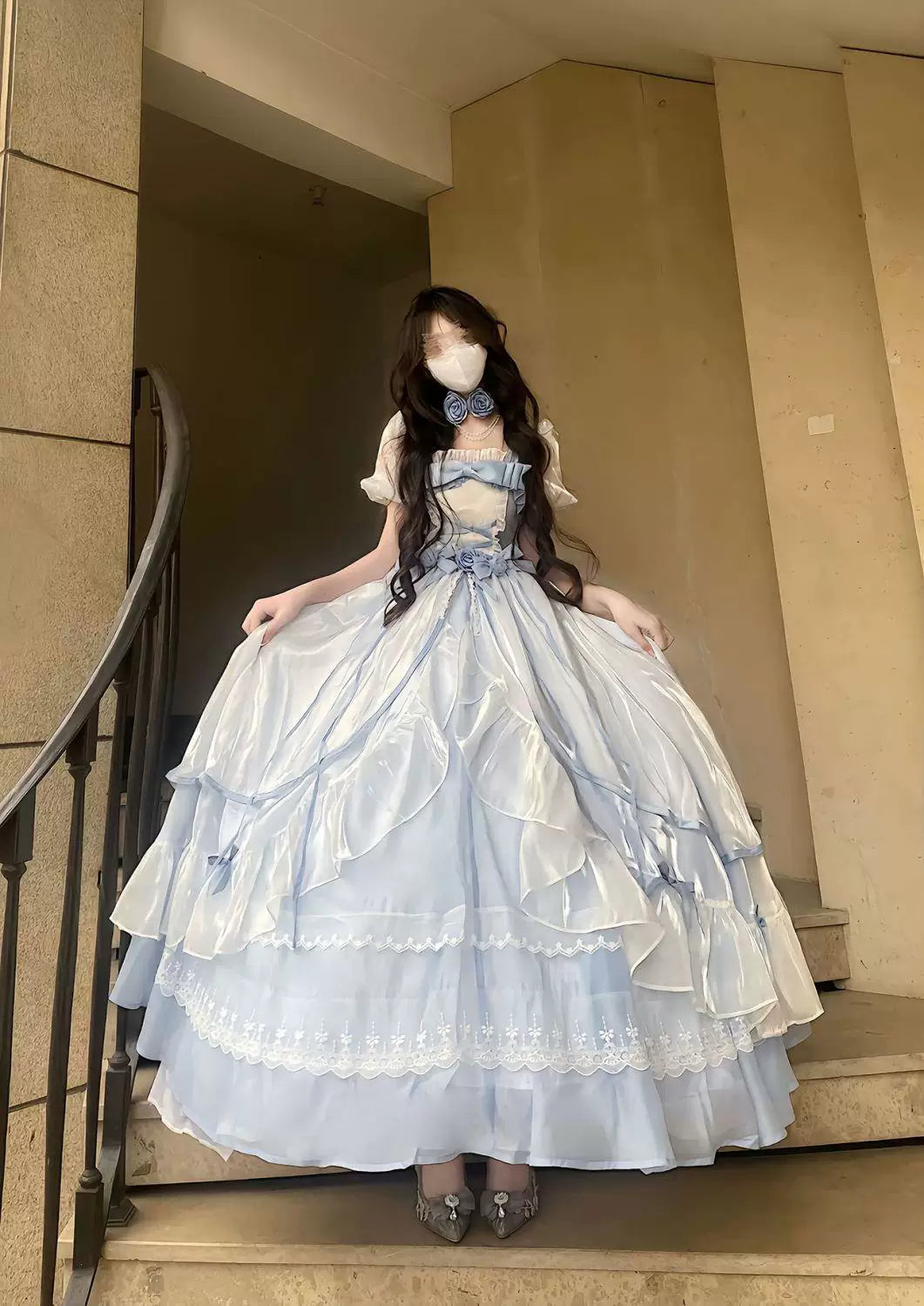 Sweetheart Dream Machine - Bridal Princess - Long Lolita Dress with Tiered Ruffles