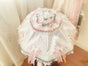 Pink & green lace princess parasol - curved handle - 36 cm radius