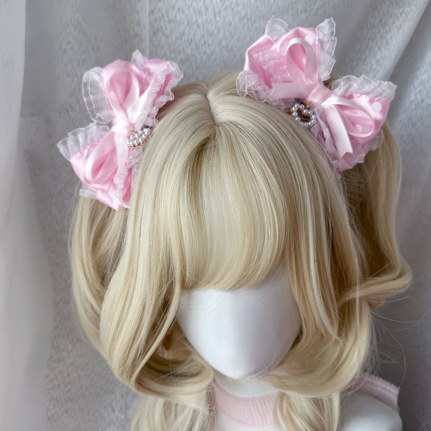 candycoco - Candy Polka-Dot Bow - Pink Polka-Dot Headband and Side Hair Clips