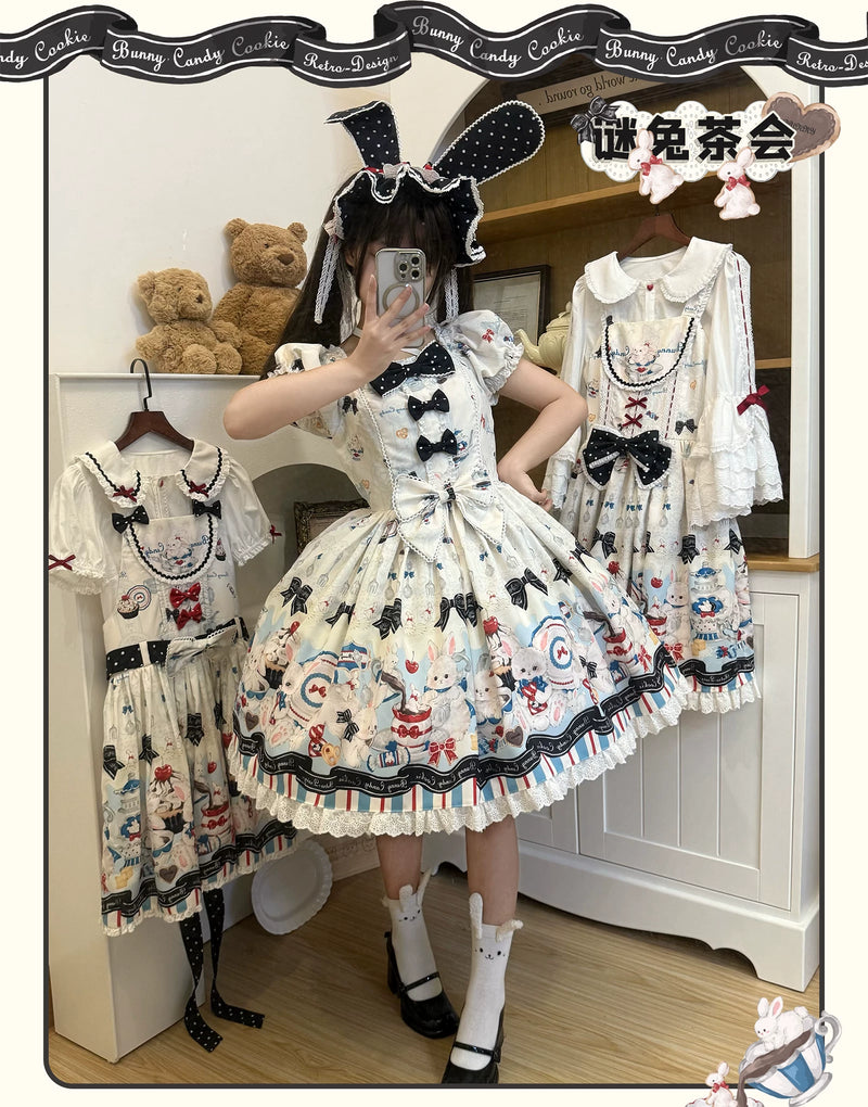 TwilightCrush - Mystery Rabbit Tea Party - Alice OP / JSK Lolita Dress - detail view 5