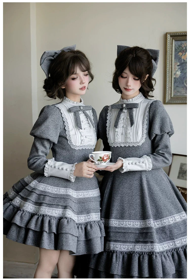 With PUJI - Reminisce - Pile Classic Lolita Dress, Detachable Cape