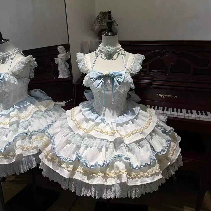 White Sugar Girl - Floral Dream Lolita OP - Pink embellished