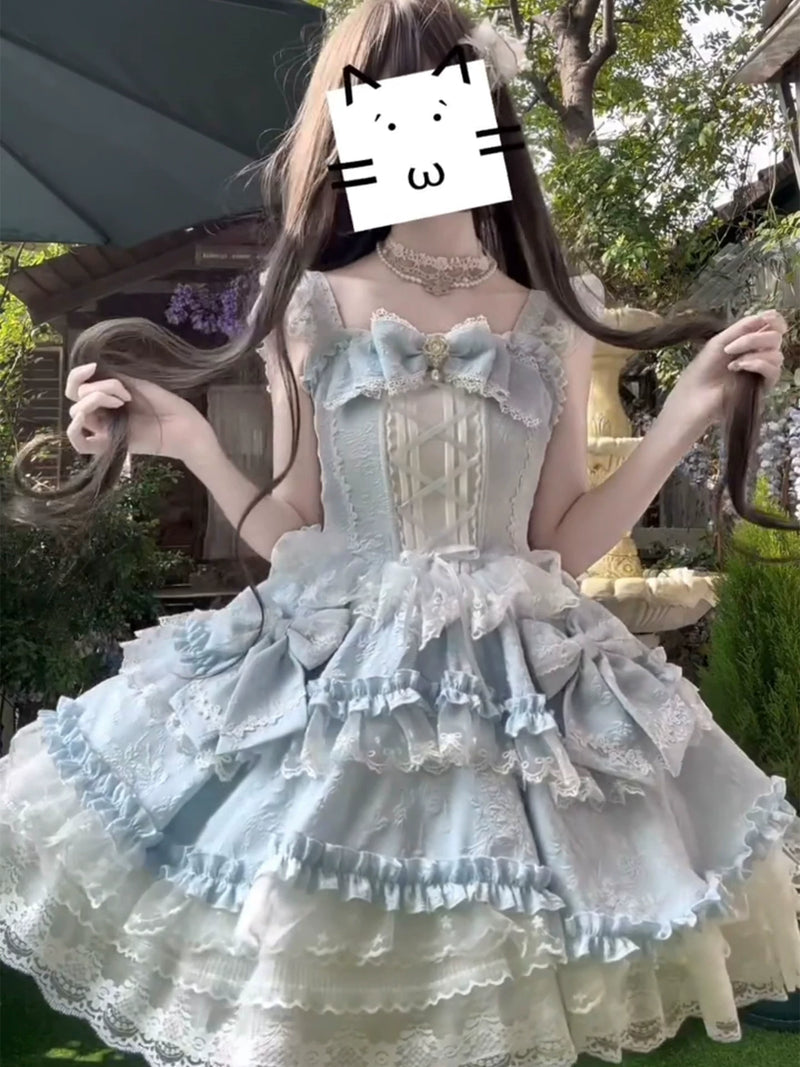 Dream Bunny - Cloud Fluff Sweetheart - Ruffled JSK with Train and Waist Bow