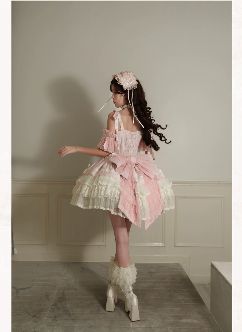 PS Original Design - Heart Song - Peach Snow - Sweet Lolita JSK Dress Set - detail view 6