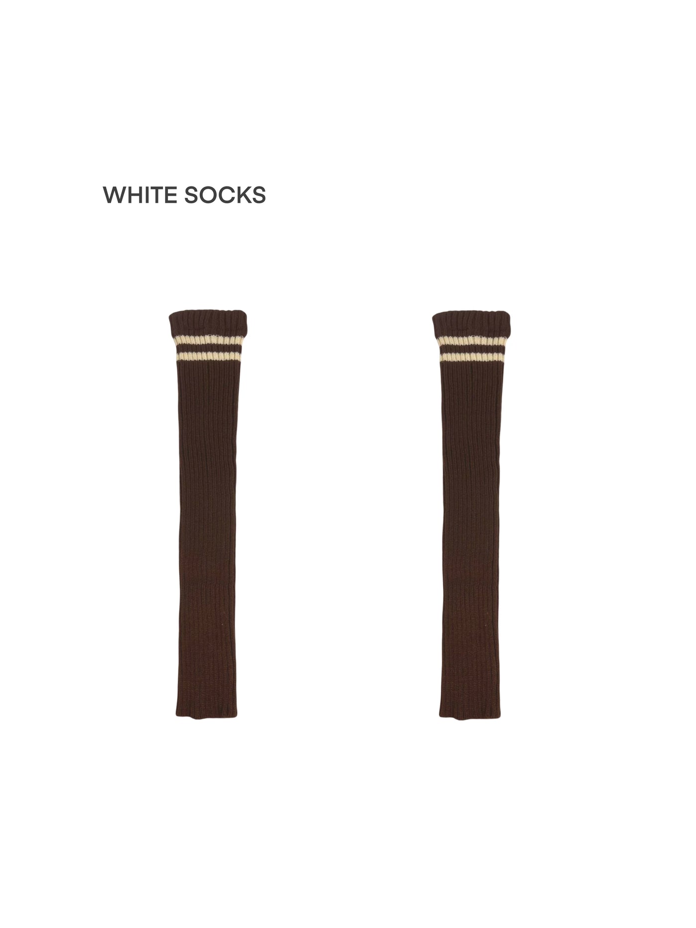 White Socks - Campus Stripe - Ribbed Over-the-Knee Leg Warmers with Contrasting Stripe Bands