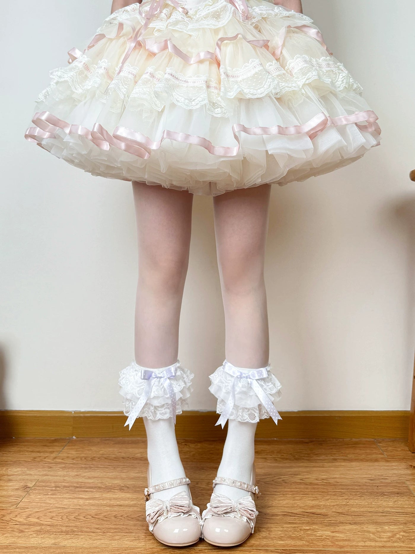 Chubby Bear Tales - Ballet Doll - White Socks with Polka-Dot Bow